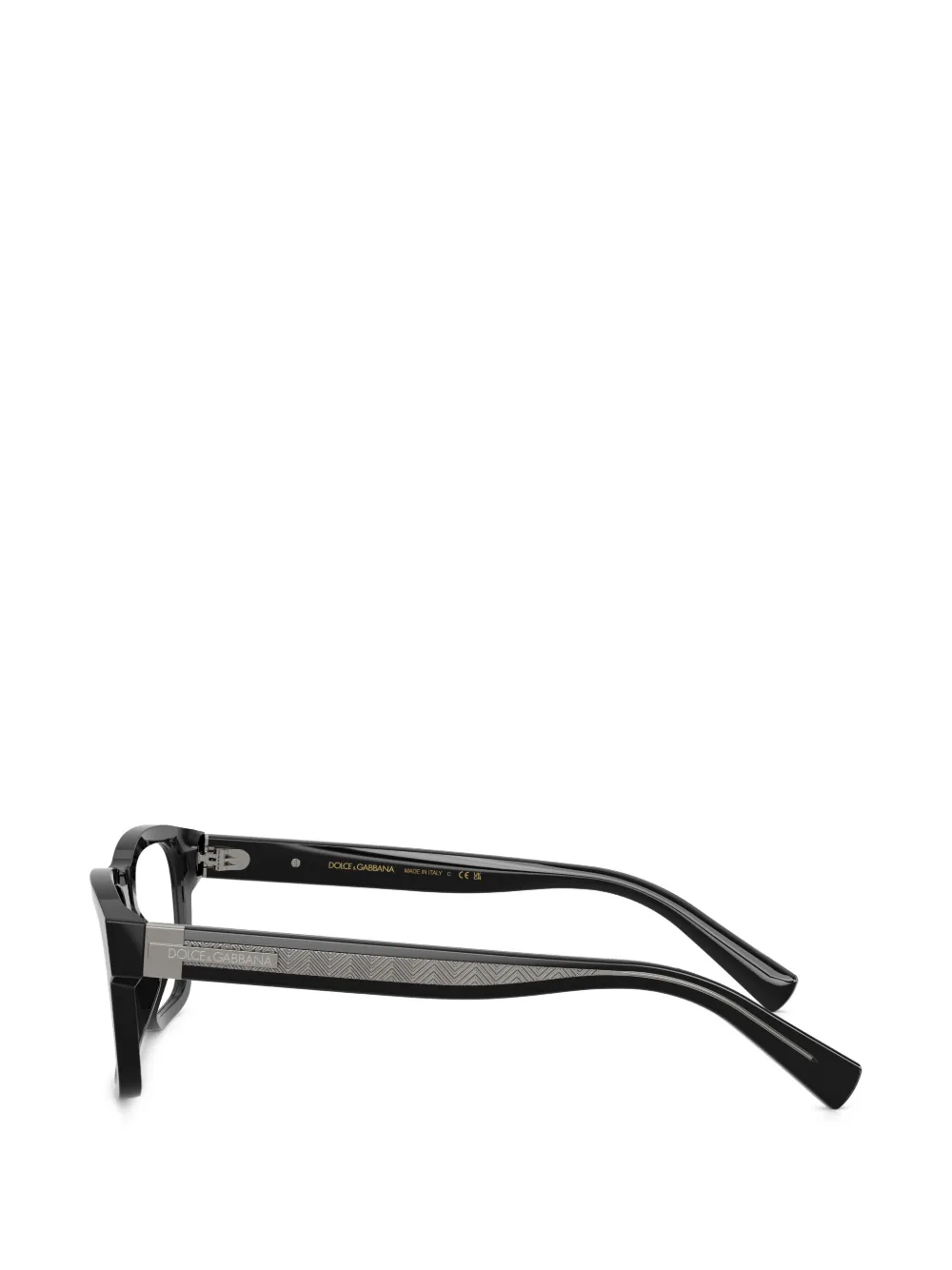 Dolce & Gabbana Bril met rechthoekig montuur en chevron patroon Zwart
