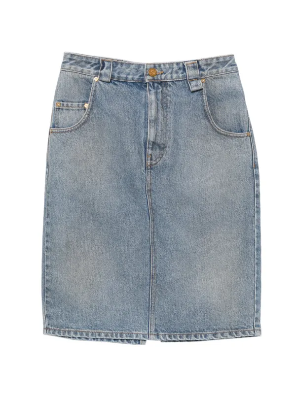 Willy Chavarria Bad Girl Denim Midi Skirt in Blue