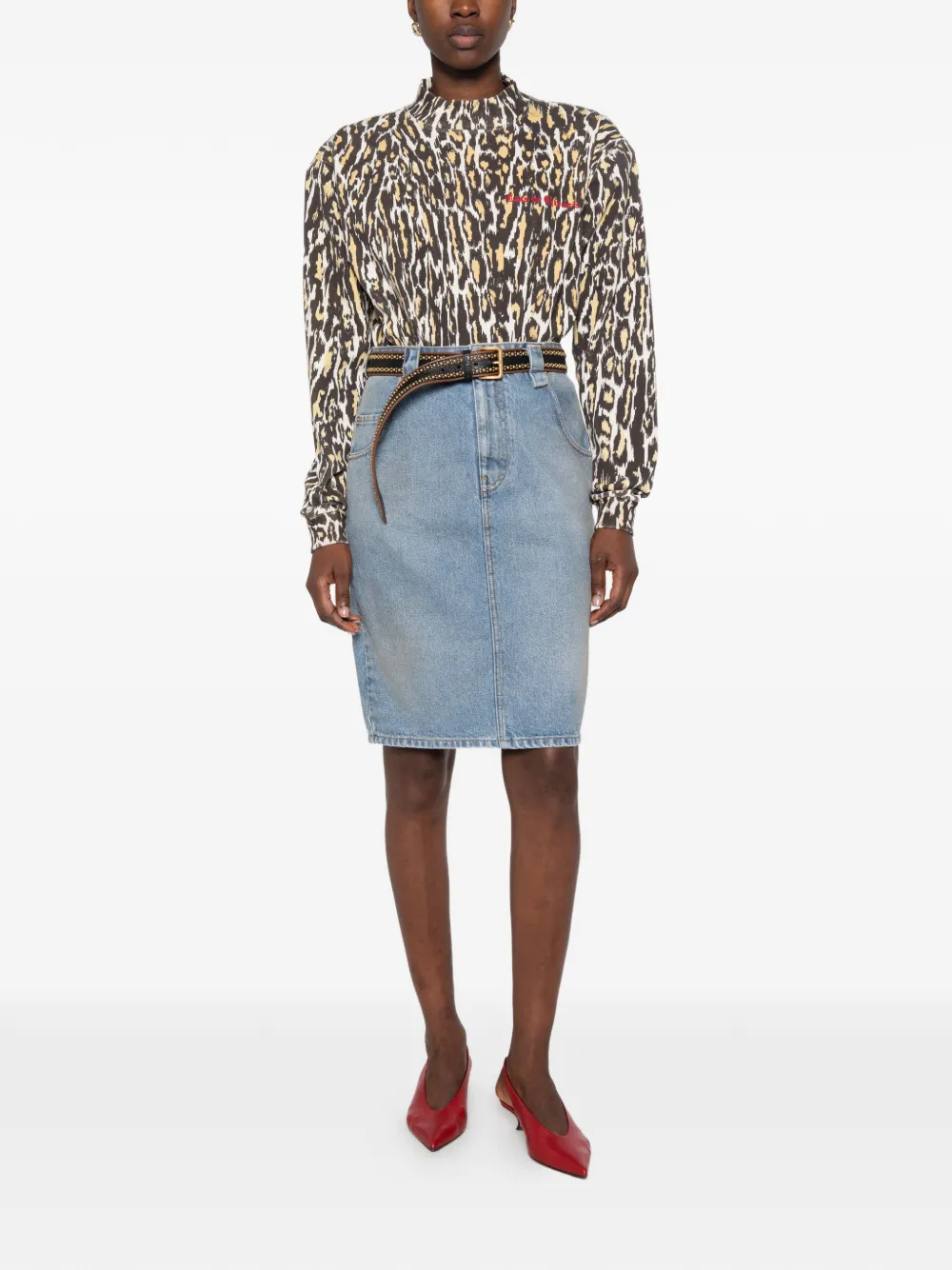 Willy Chavarria cheetah-print long-sleeved bodysuit Bruin
