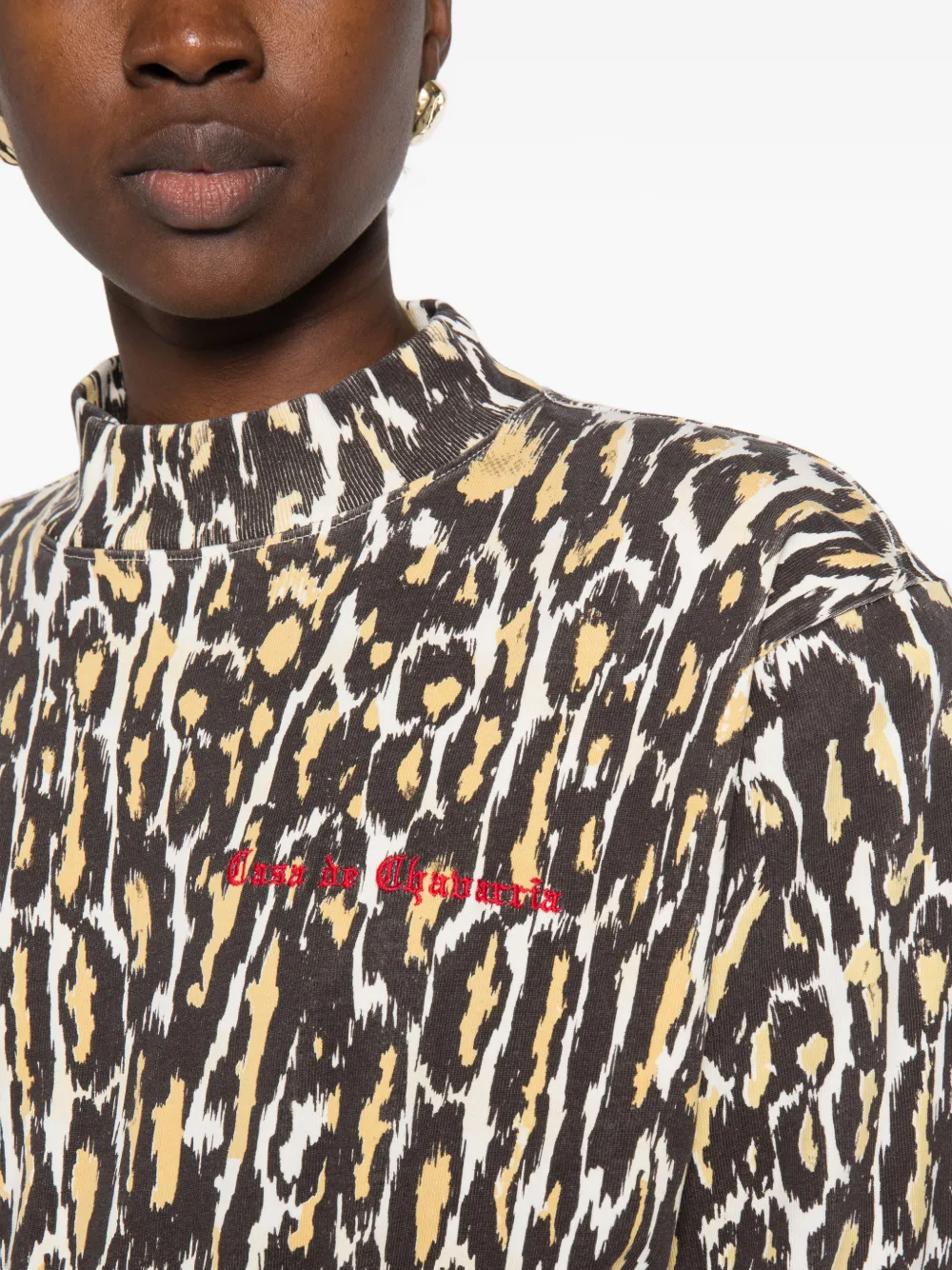 Willy Chavarria cheetah-print long-sleeved bodysuit Bruin