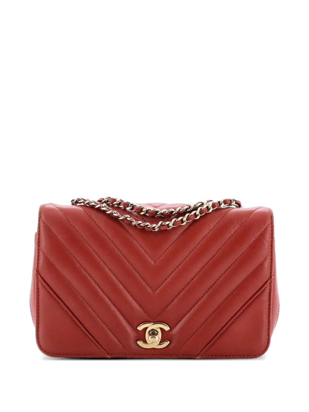 CHANEL Pre-Owned Statement Flap Bag Chevron Calfskin Mini crossbody bag - Rosso
