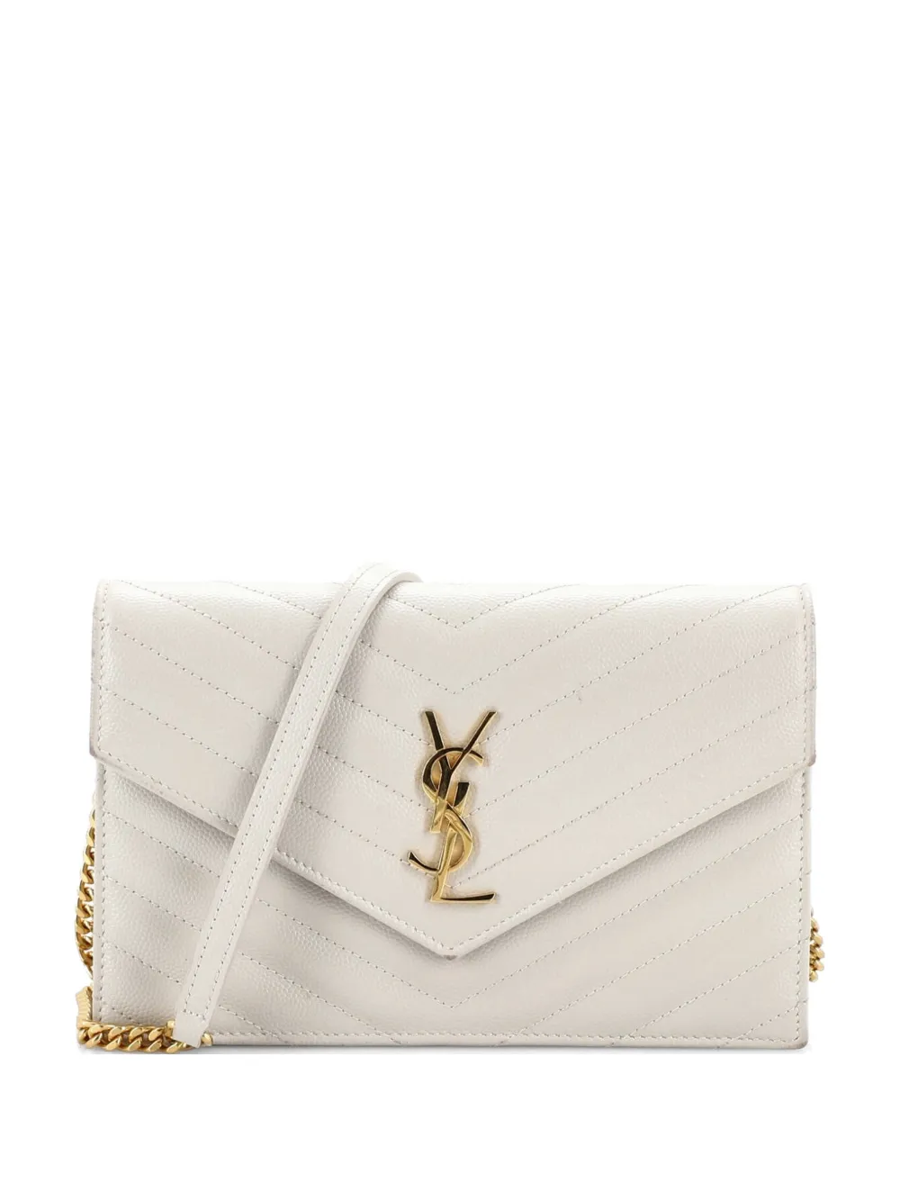 Saint Laurent Pre-Owned Borsa a tracolla Classic Monogram piccola in pelle matelassé con motivo chevron - Toni neutri