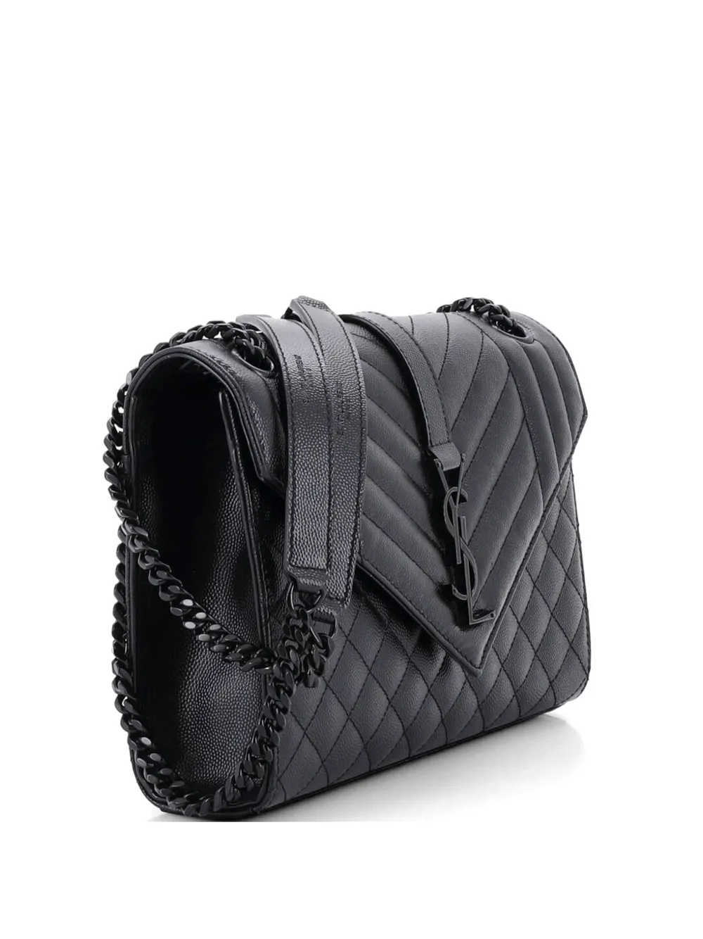 Saint Laurent Pre-Owned Classic Monogram Envelope Satchel Mixed Matelasse Leather Medium shoulder bag - Nero