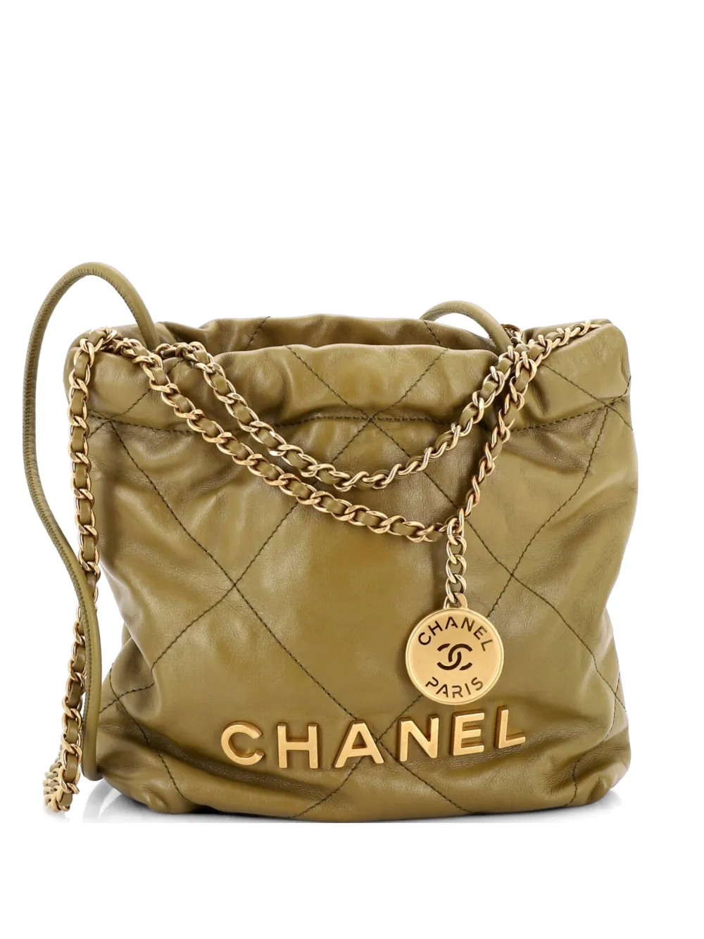 CHANEL Pre-Owned Borsa a tracolla 22 mini in pelle di vitello trapuntata - Verde