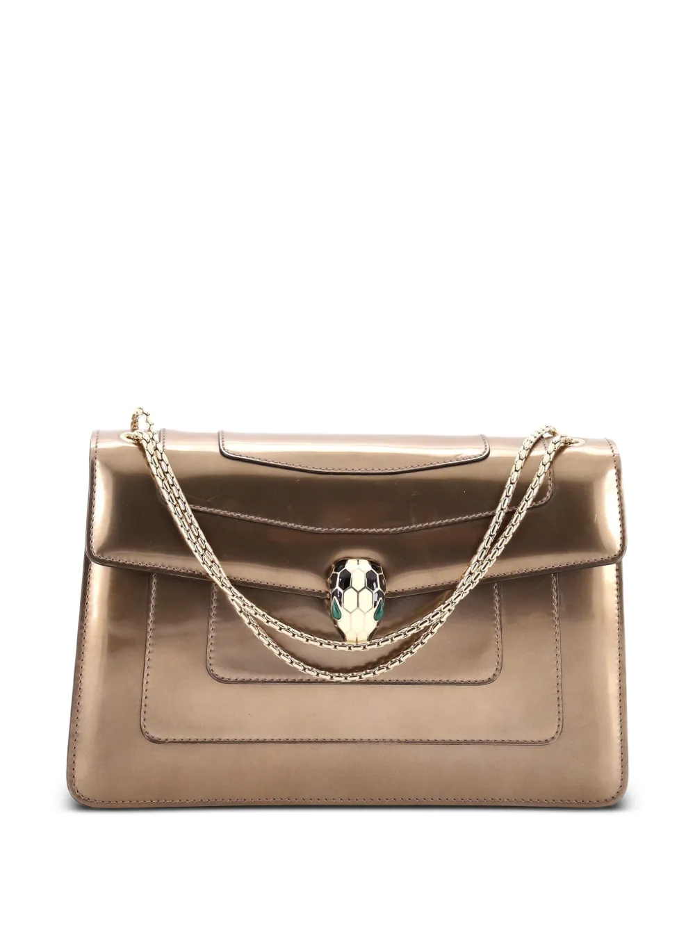 Bvlgari Pre-Owned Borsa a spalla Serpenti Forever media in pelle metallizzata - Oro