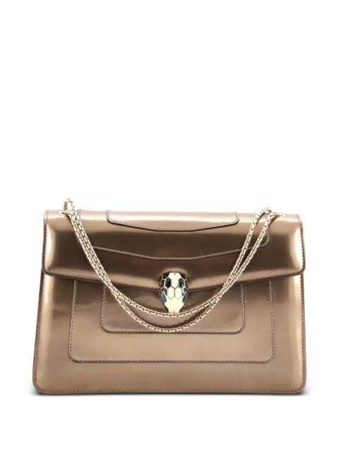 Bvlgari Pre-Owned Serpenti Forever Square metallic leren medium schoudertas