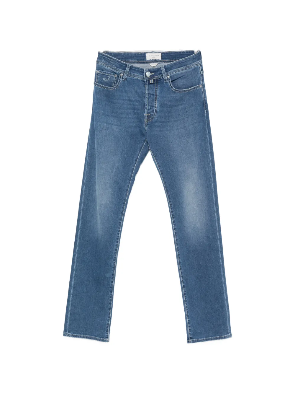 Jacob Cohën logo-patch whiskered jeans - Blu