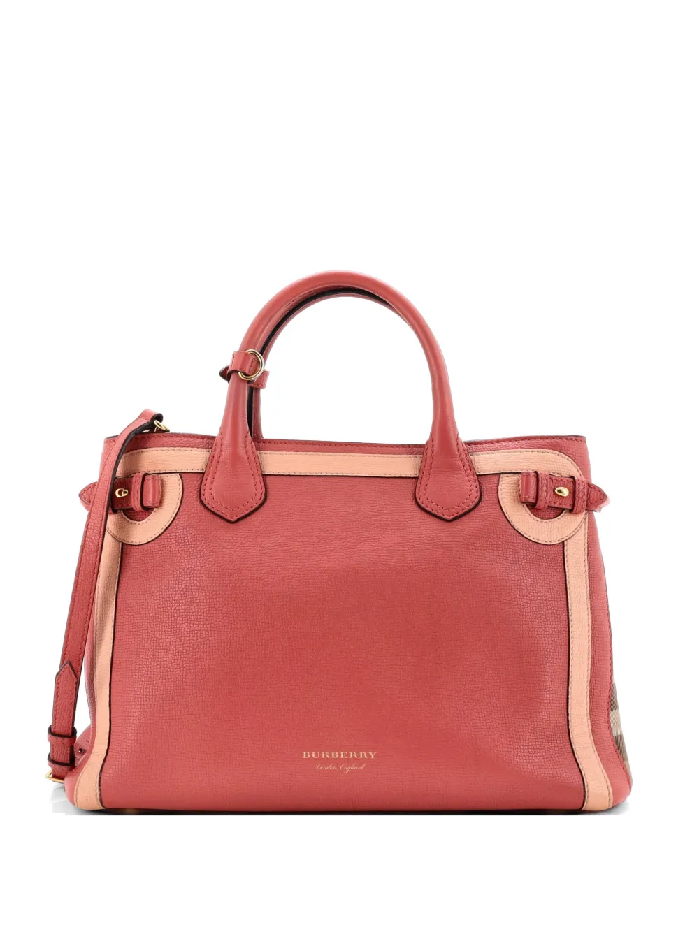 Burberry Pre-Owned Banner Tote Leather and House Check Canvas Medium satchel - Rosa