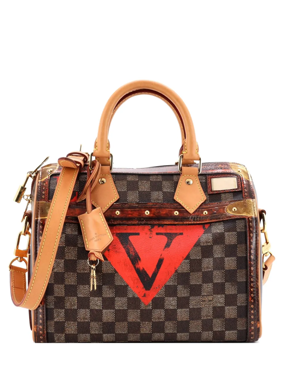 Louis Vuitton Pre-Owned Borsa a tracolla Speedy Bandouliere Limited Edition Damier Time Trunk 25 - Marrone