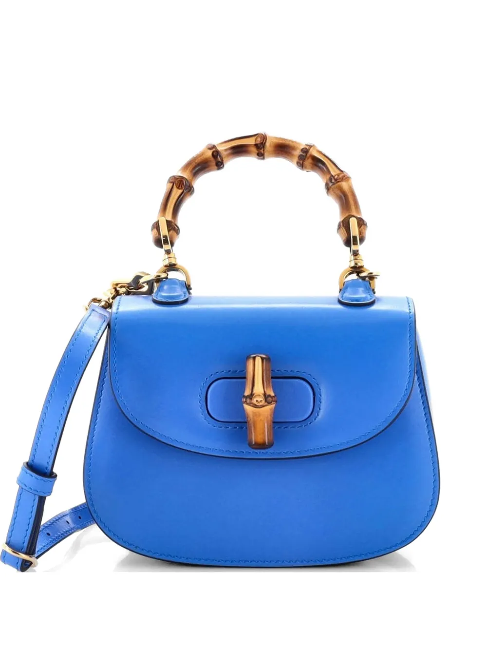 Gucci Pre-Owned Borsa a spalla Bamboo 1947 mini in pelle con manico - Blu