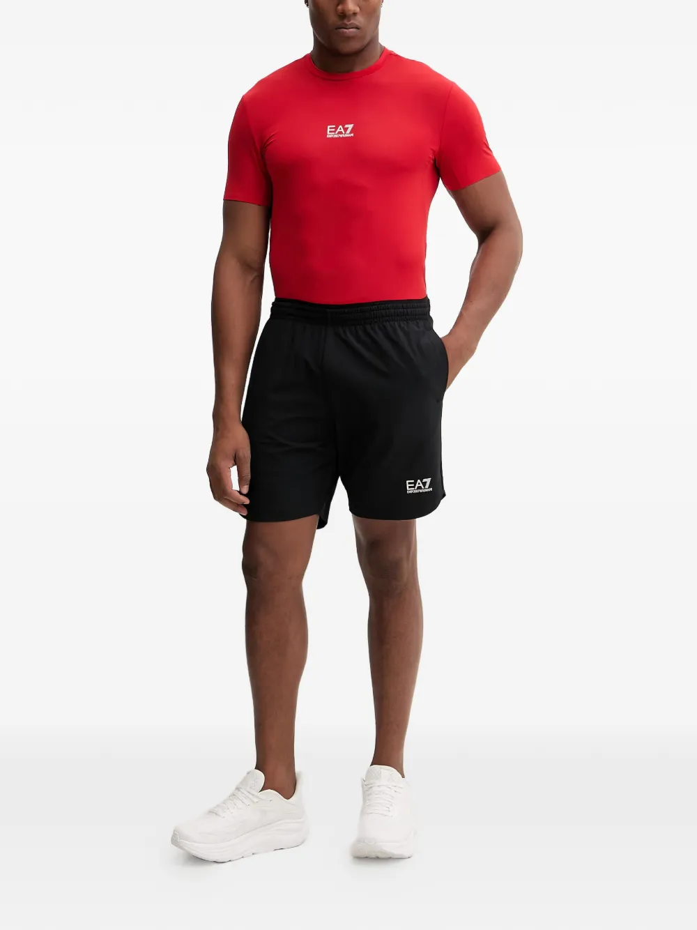 Ea7 Emporio Armani T-shirt met logoprint Rood
