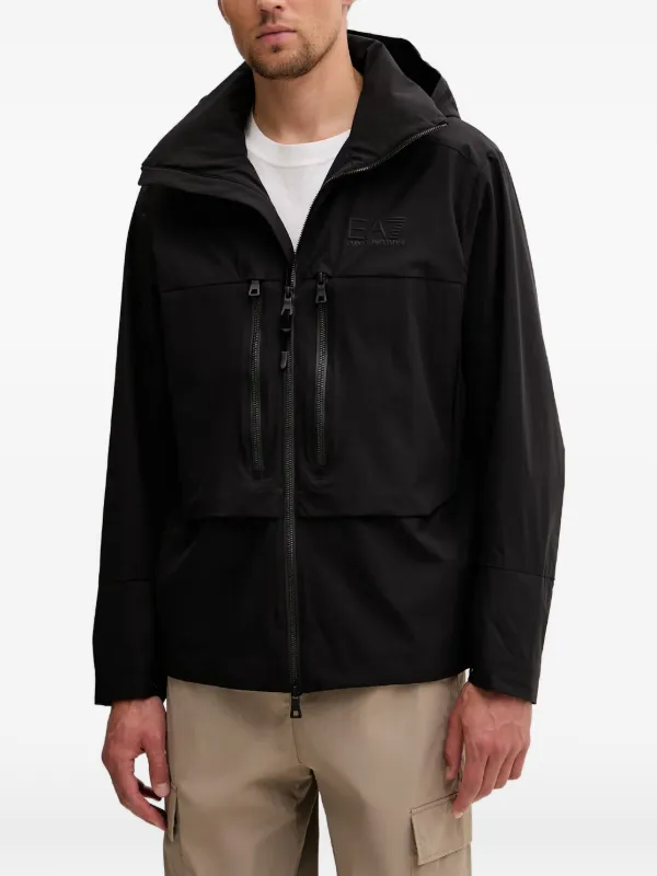 EA7 EMPORIO ARMANI フーデッドジャケット ブラック Ea7 Emporio Armani フーデッド ジャケット | ブラック | FARFETCH JP