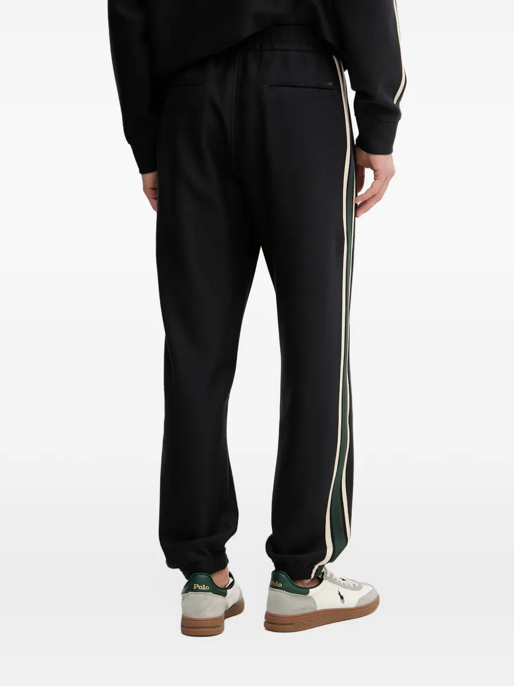 Emporio Armani Joggingbroek van lyocellblend met dubbele jersey en banden Blauw