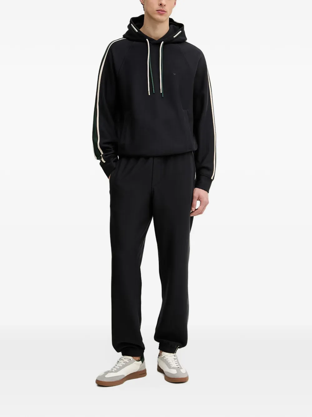 Emporio Armani Joggingbroek van lyocellblend met dubbele jersey en banden Blauw