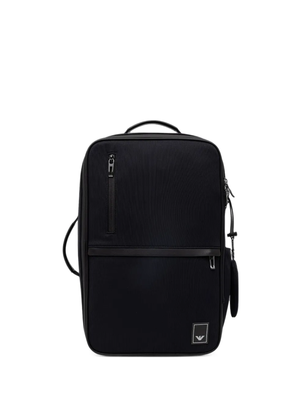Emporio Armani logo-patch ribbed backpack - Schwarz