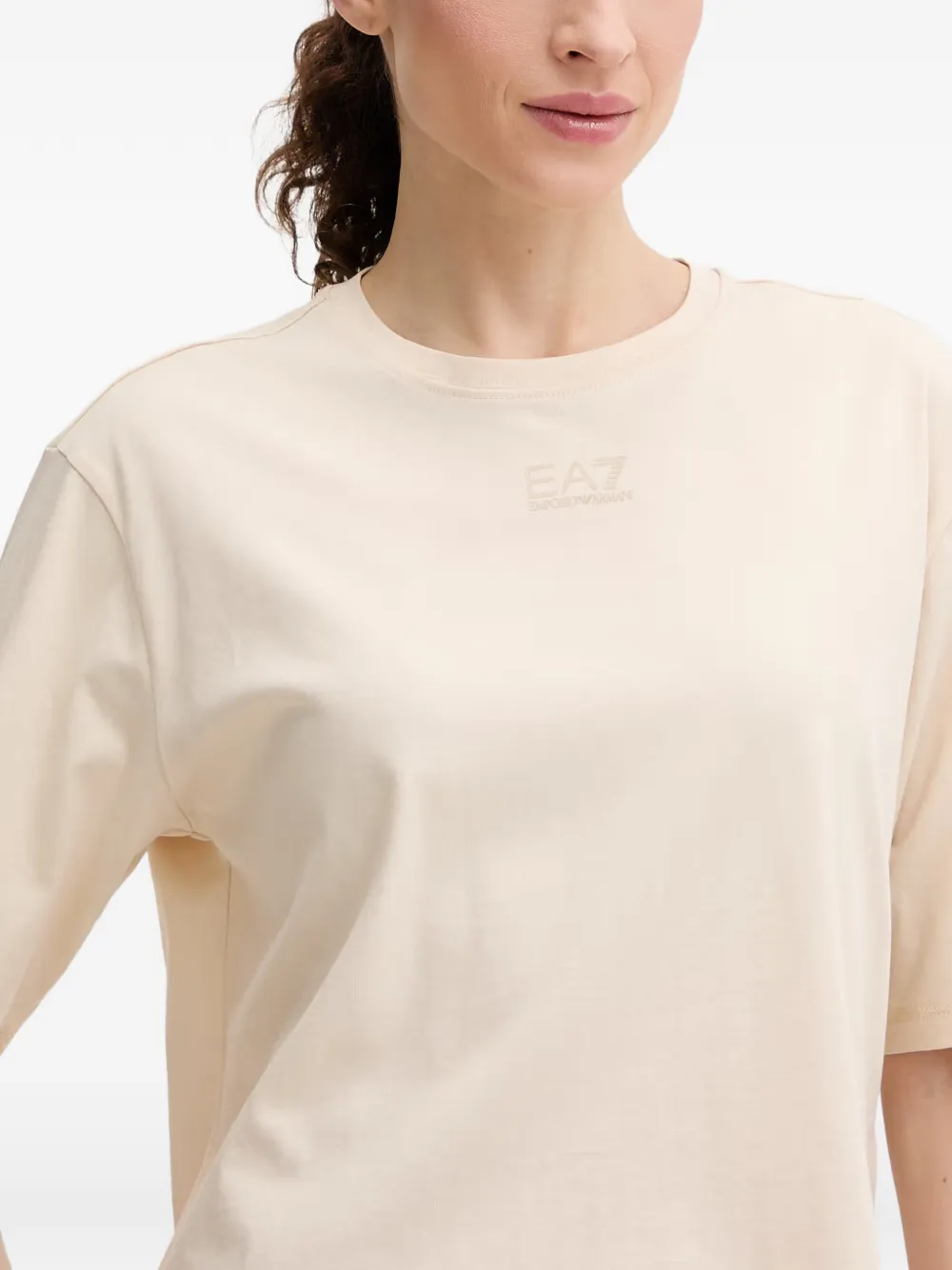 Ea7 Emporio Armani Cropped T-shirt met logoprint Beige