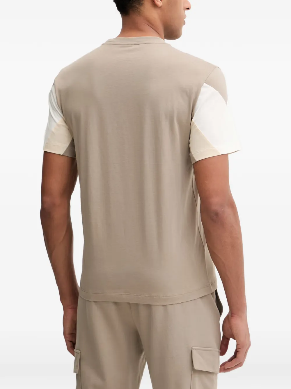 Ea7 Emporio Armani T-shirt met colourblocking en logoprint Beige