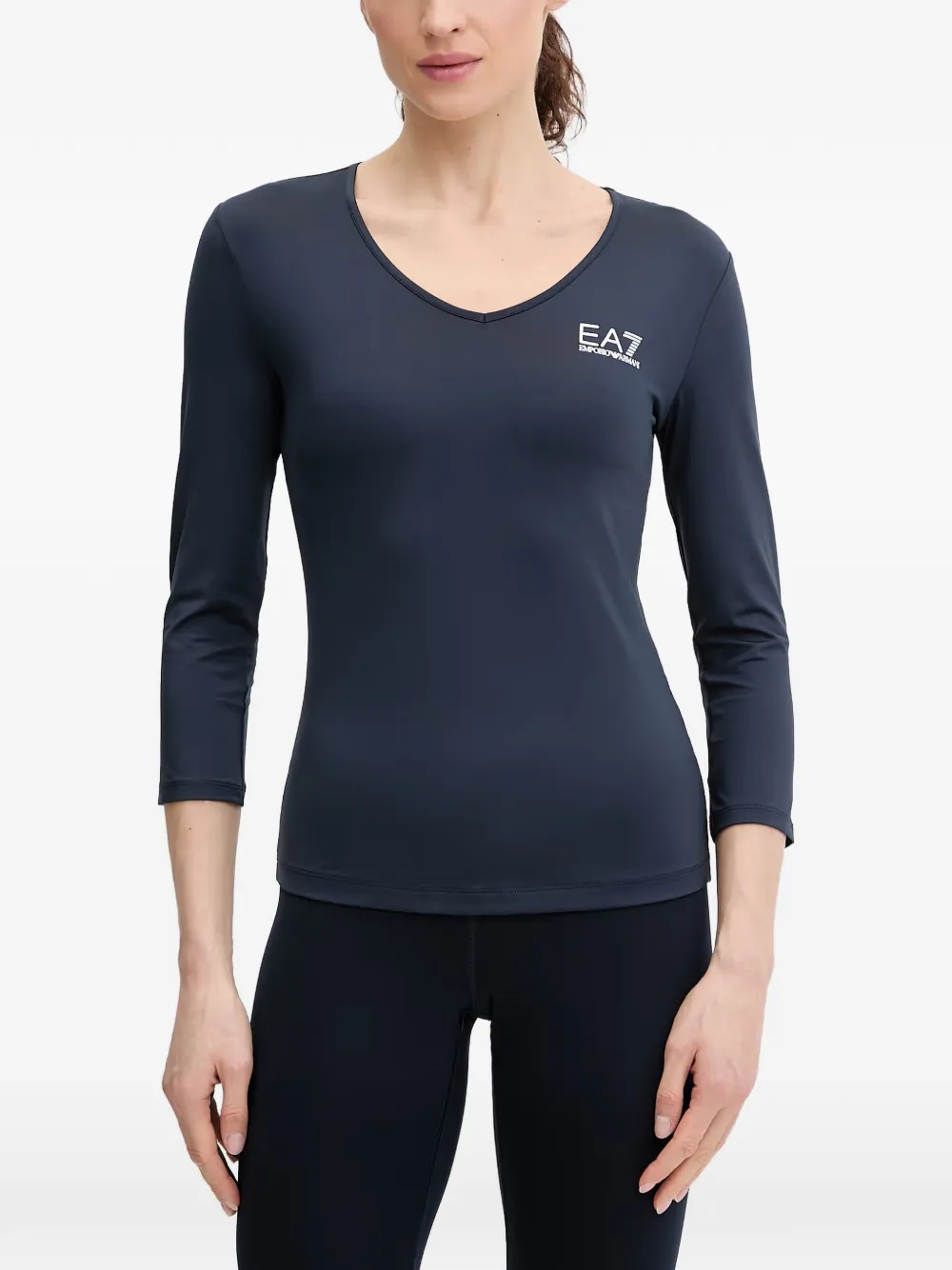 Ea7 Emporio Armani Tennis Pro Ventus7 T-shirt met logoprint Blauw