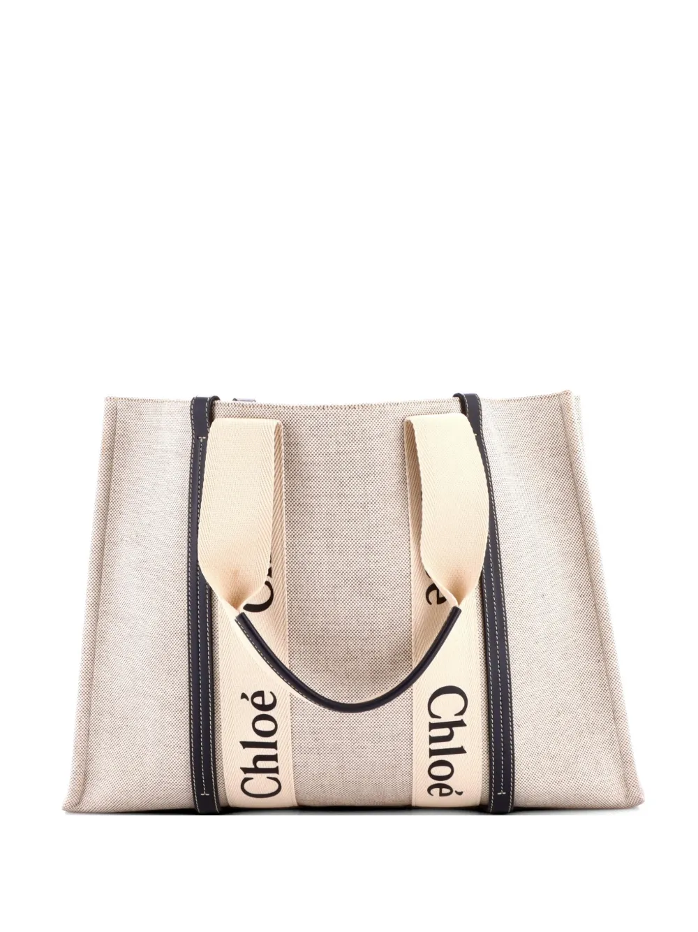 Chloé Pre-Owned Woody Canvas with Leather Large tote bag - Toni neutri