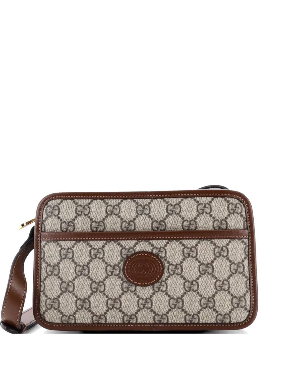 Gucci Pre-Owned Interlocking G Patch Camera Bag GG Coated Canvas Mini crossbody bag - Braun