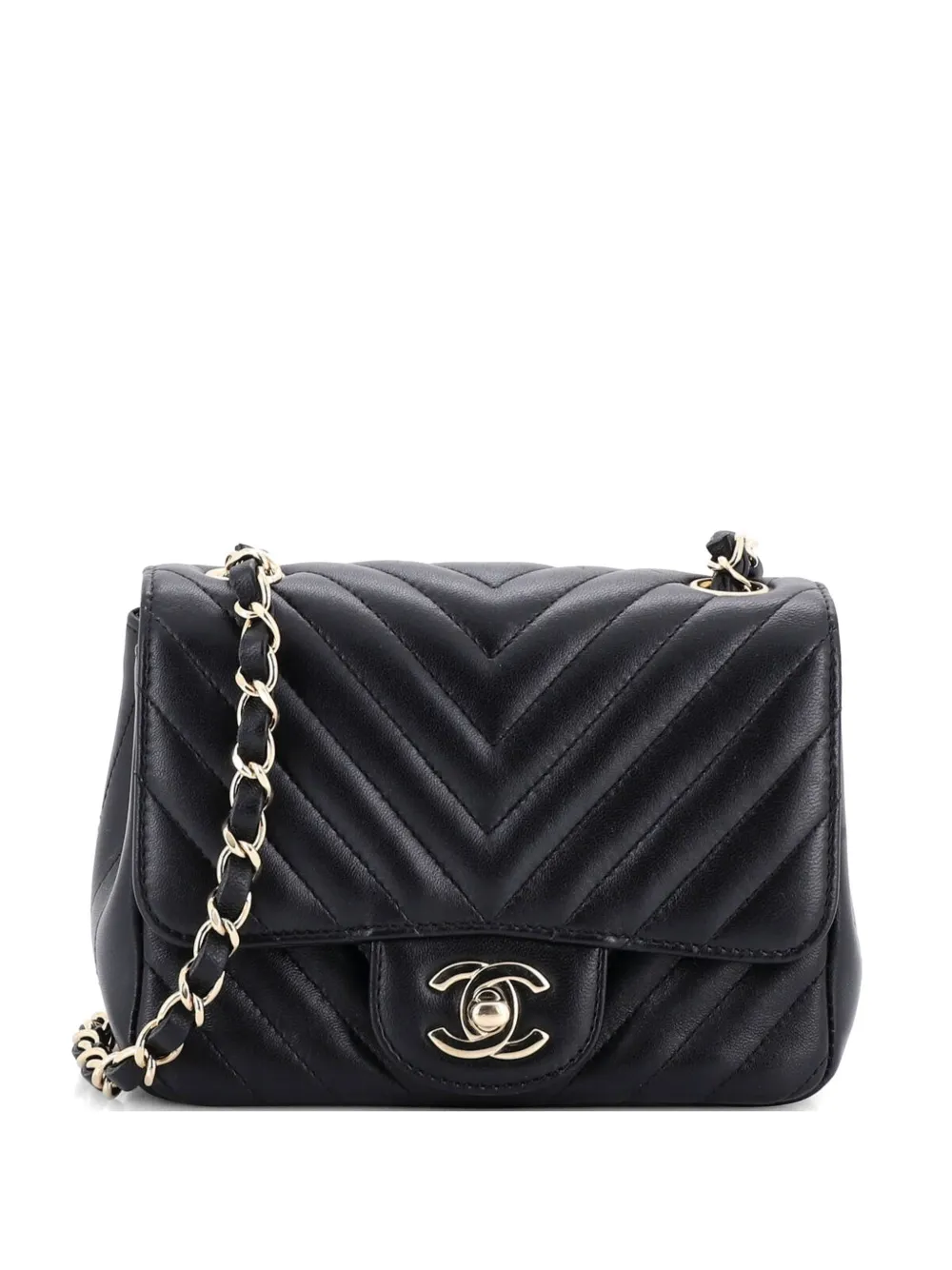 CHANEL Pre-Owned Square Classic Single Flap Bag Chevron Lambskin Mini crossbody bag - Black