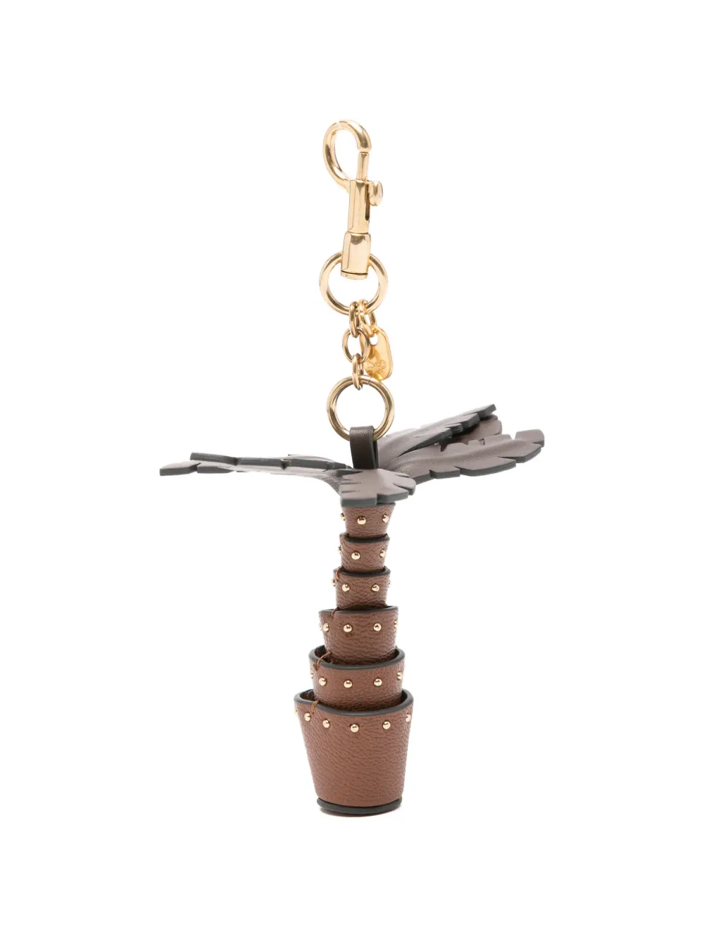 Anya Hindmarch Palm Tree stud-embellished keyring - Braun