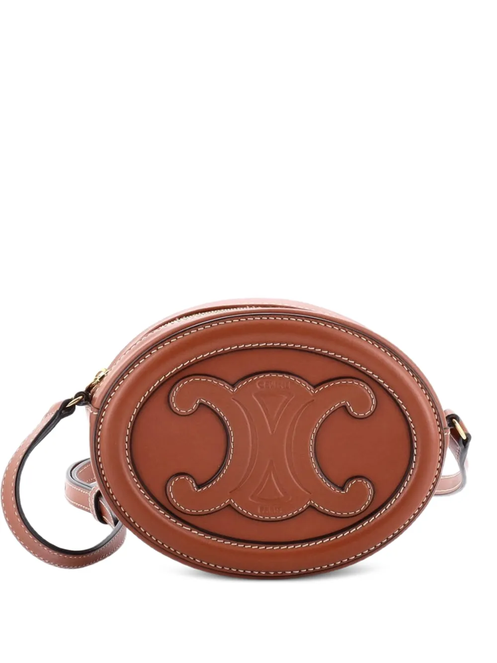 Celine Pre-Owned Triomphe Oval Leather Mini crossbody bag - Brown