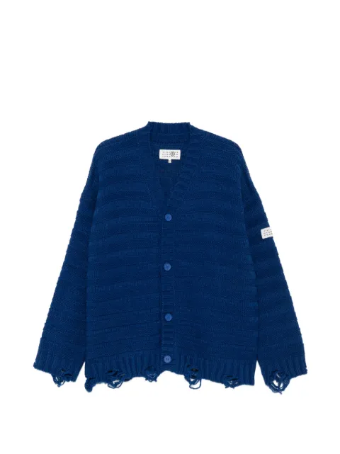 MM6 Maison Margiela distressed horizontal-stripe cardigan