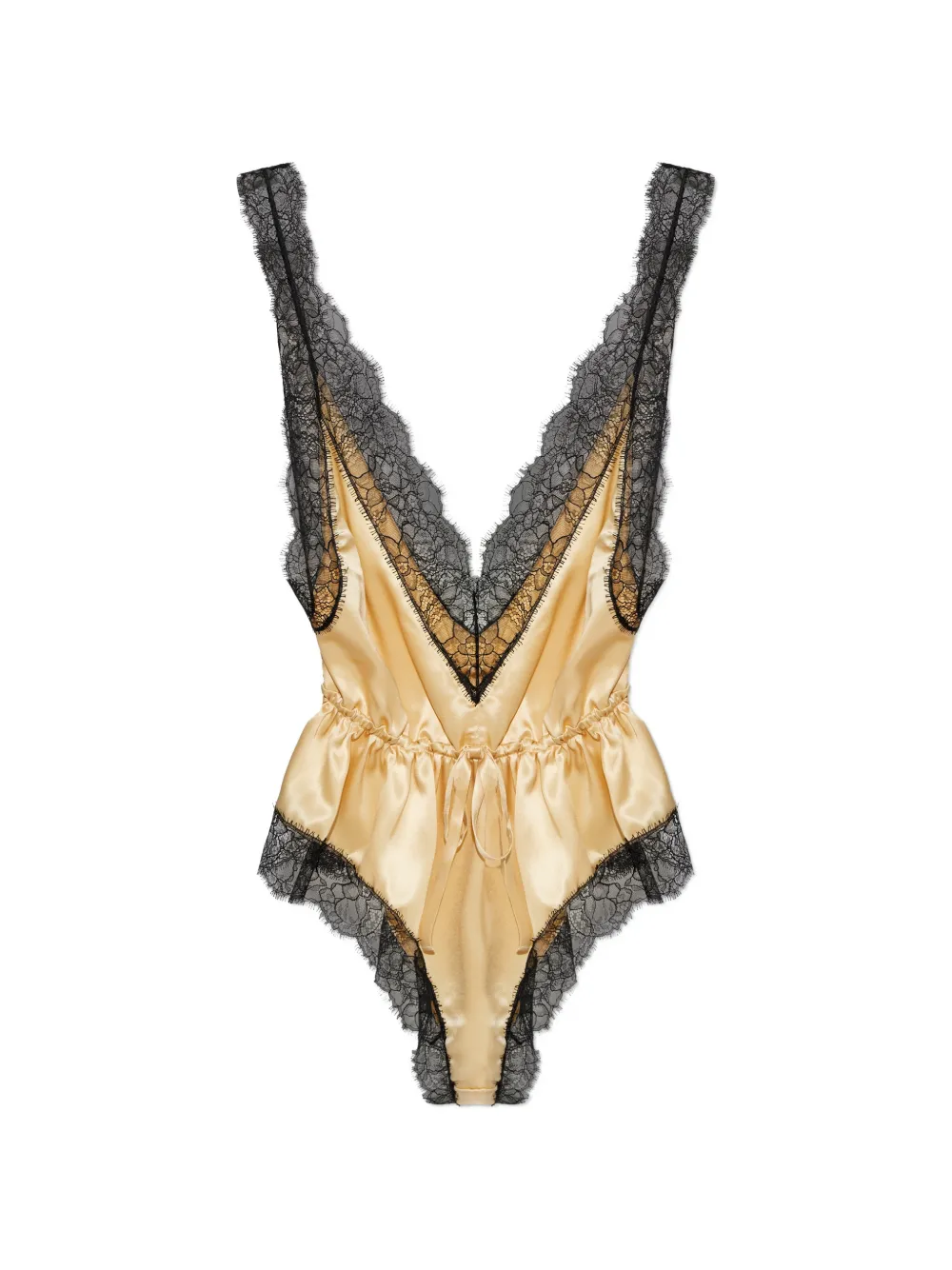 Dolce & Gabbana lace-trimmed silk bodysuit - Nude