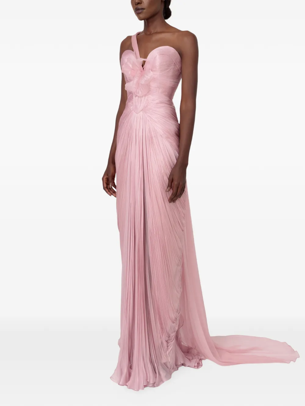 Iris Serban Kaya asymmetrische maxi-jurk met bloemapplicatie Roze