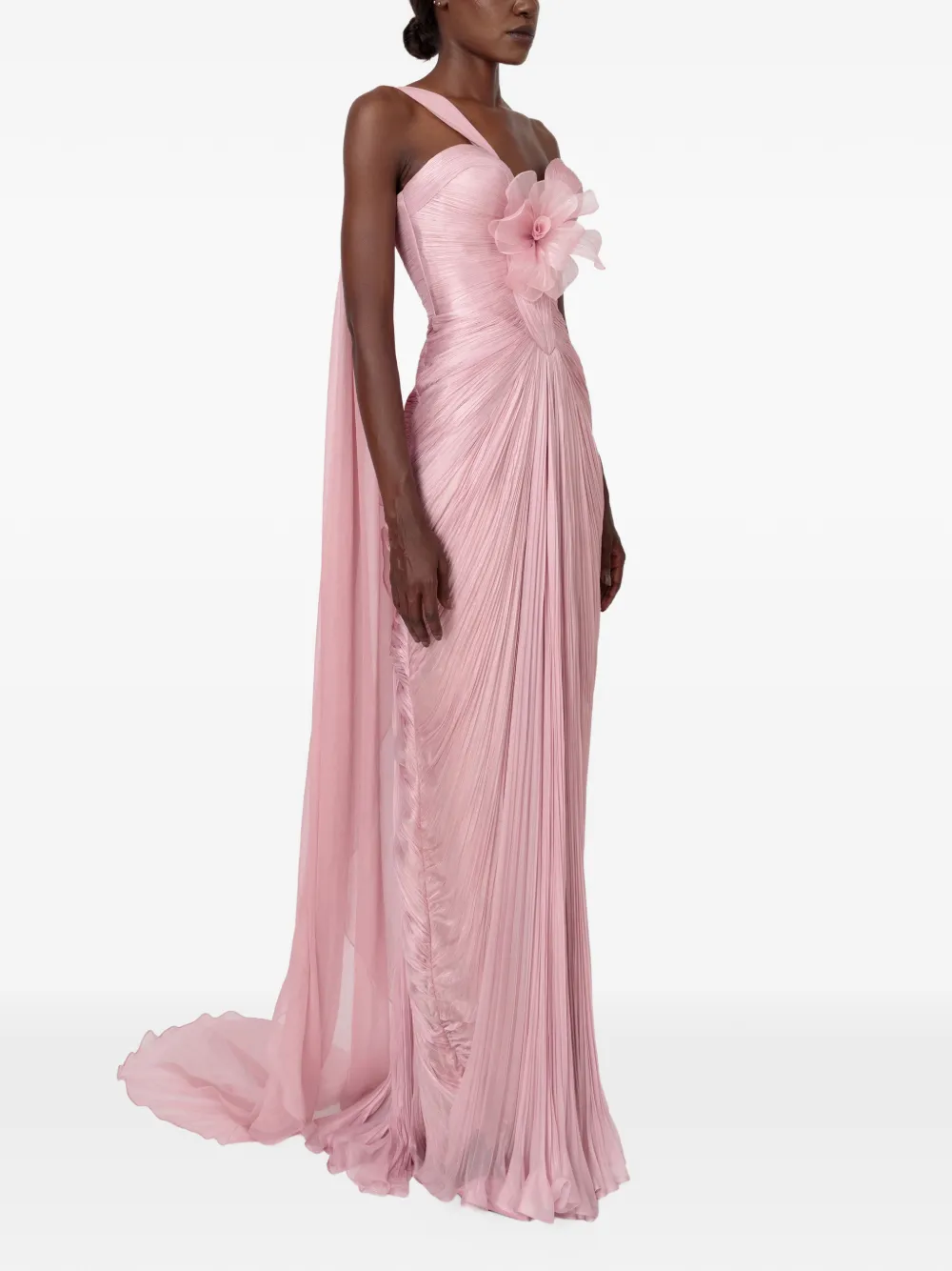 Iris Serban Kaya asymmetrische maxi-jurk met bloemapplicatie Roze