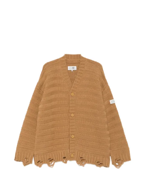 MM6 Maison Margiela distressed ribbed-knit cardigan