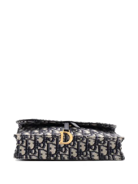 Christian Dior Pre-Owned Saddle Chain Oblique Canvas clutch bag