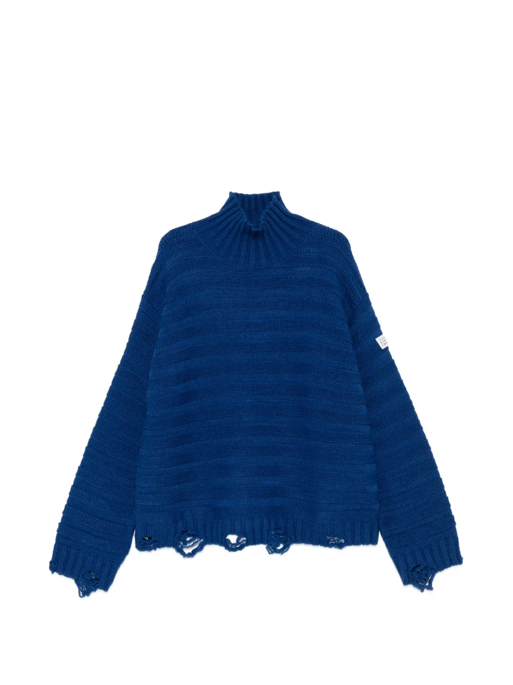 MM6 Maison Margiela distressed ribbed-knit sweater - Blue