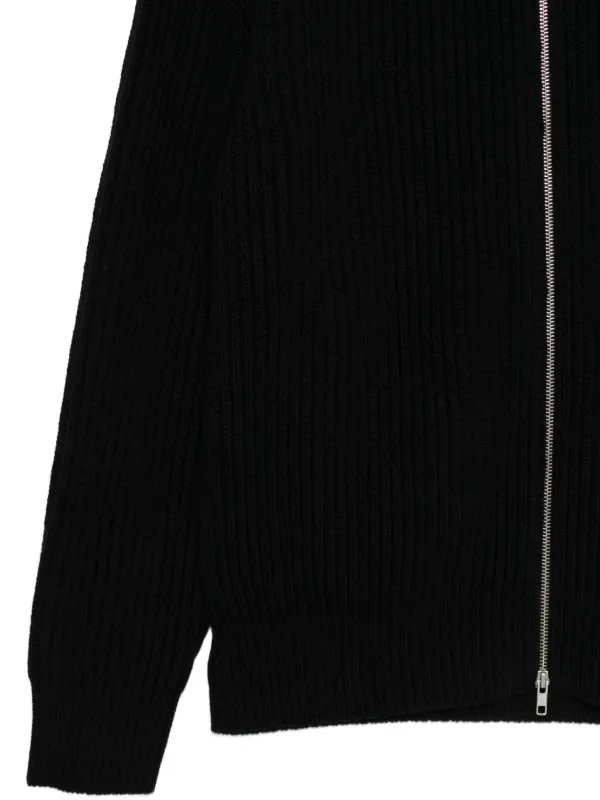 MM6 Maison Margiela ribbed-knit zip-up Sweater | Black | FARFETCH JO