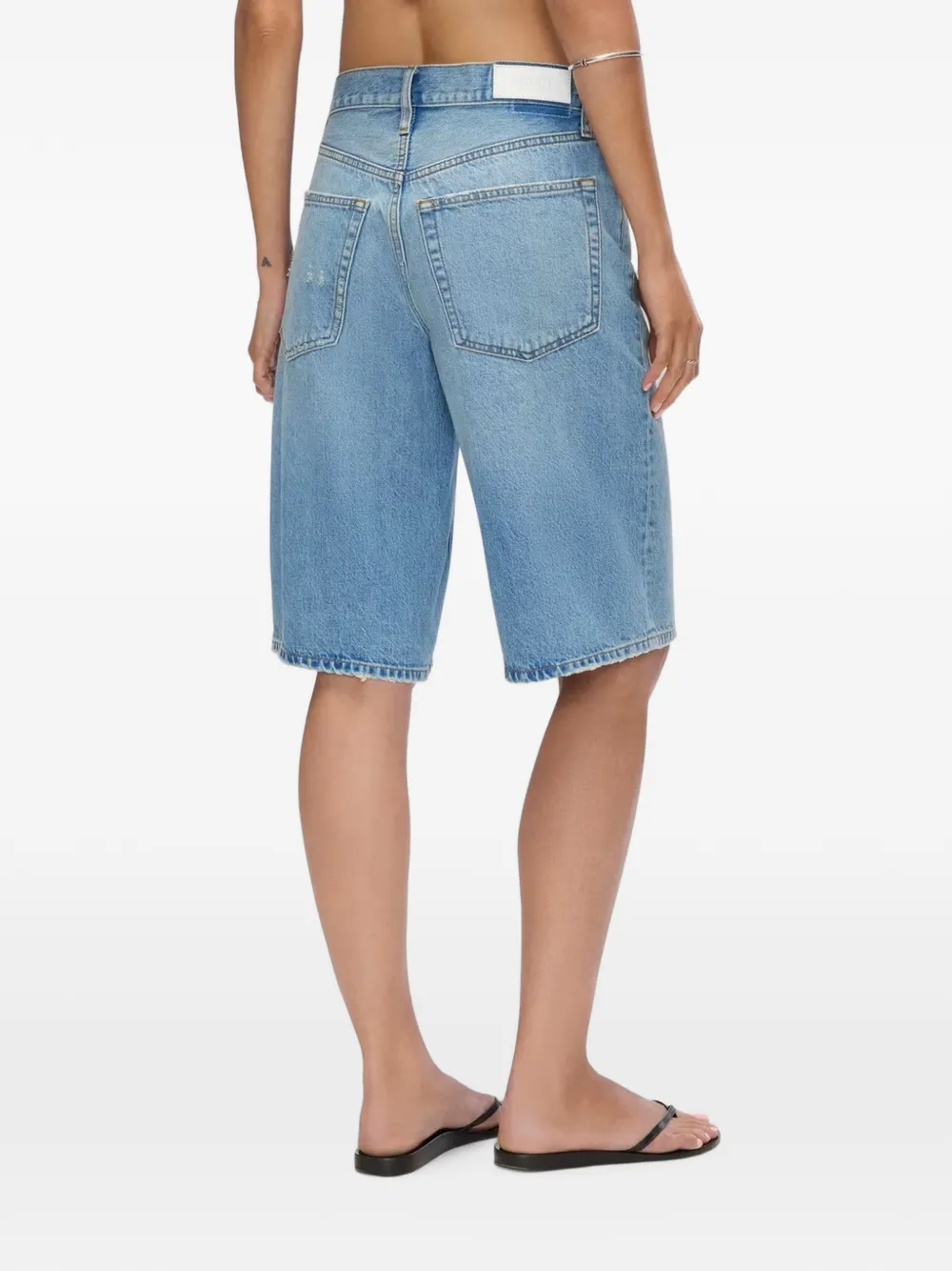 RE DONE Skater distressed denim shorts Blauw