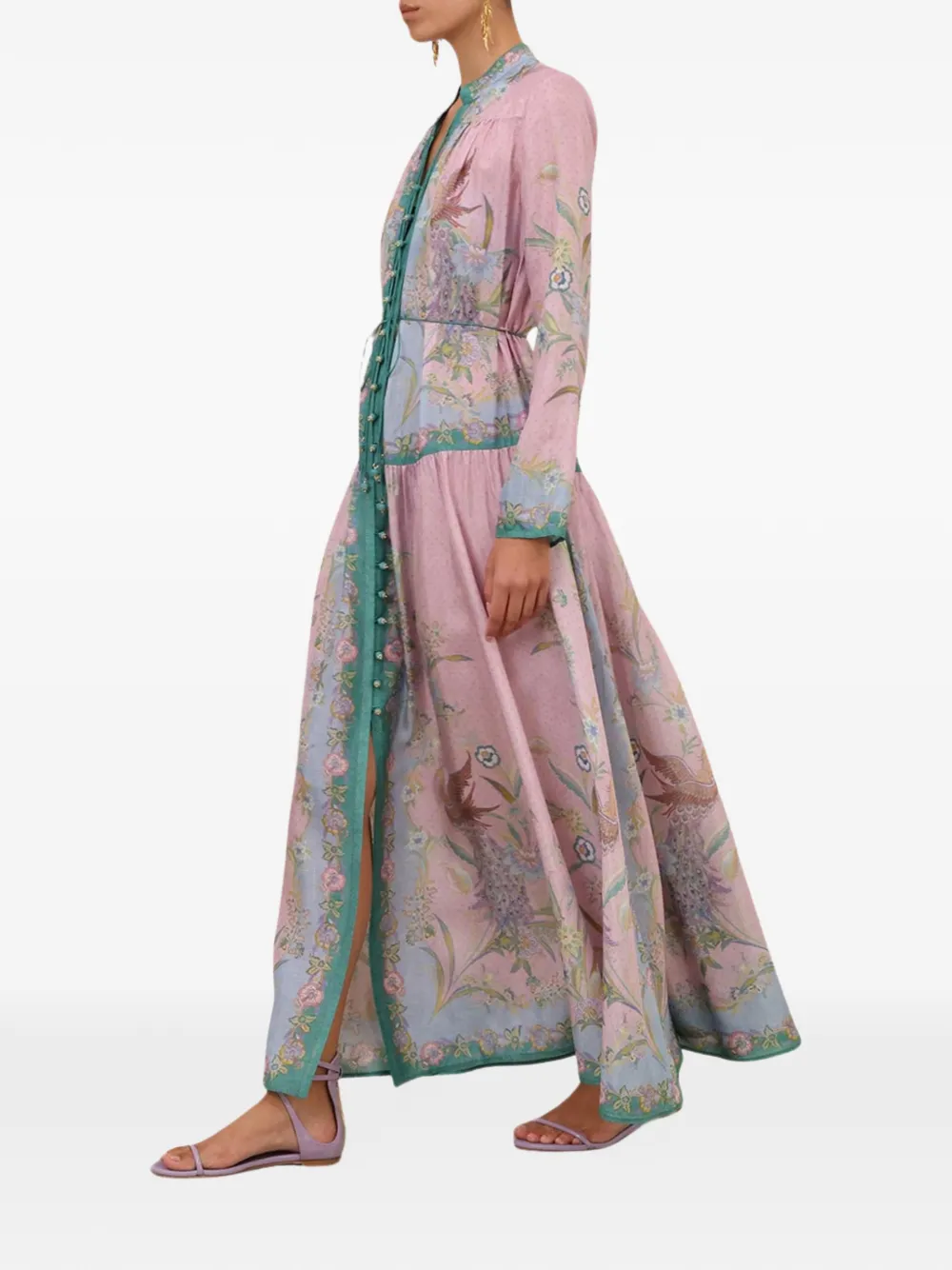 ZIMMERMANN Zijden maxi-jurk met bloemenprint Roze