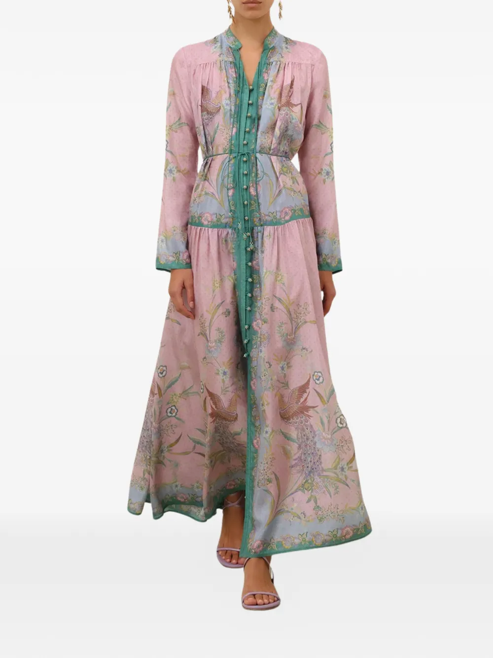 ZIMMERMANN Zijden maxi-jurk met bloemenprint Roze