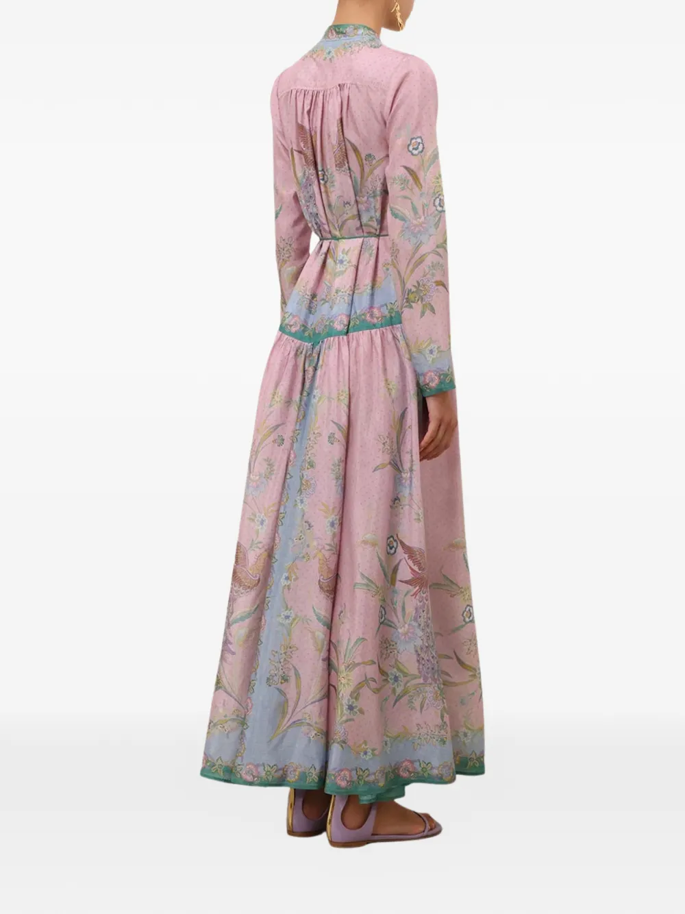 ZIMMERMANN Zijden maxi-jurk met bloemenprint Roze