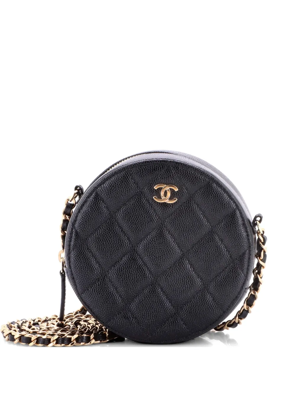 CHANEL Pre-Owned Round Clutch with Chain Quilted Caviar Mini crossbody bag - Black