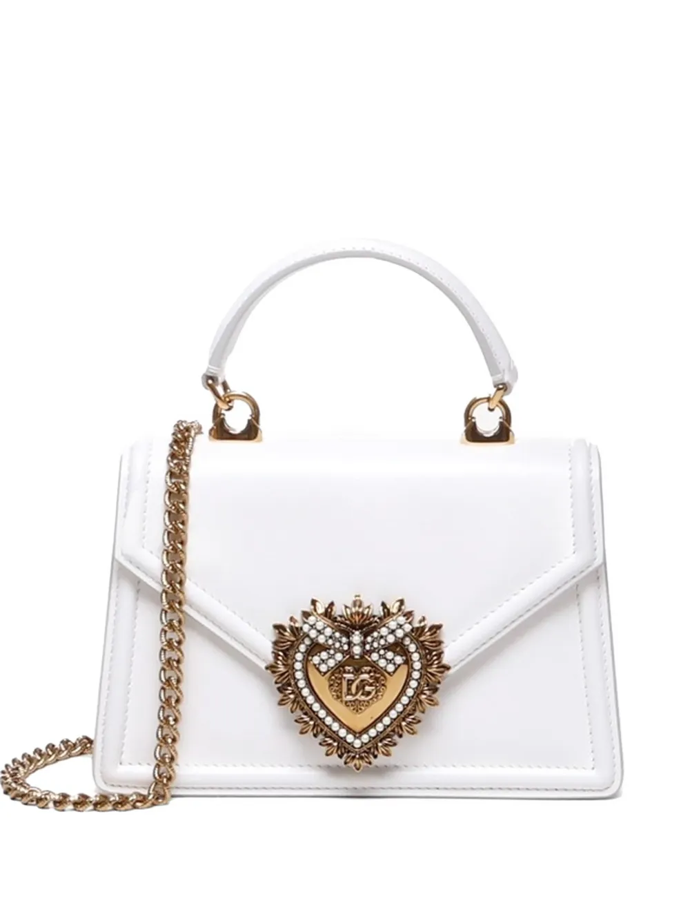 Dolce & Gabbana small Devotion heart-plaque shoulder bag - Bianco