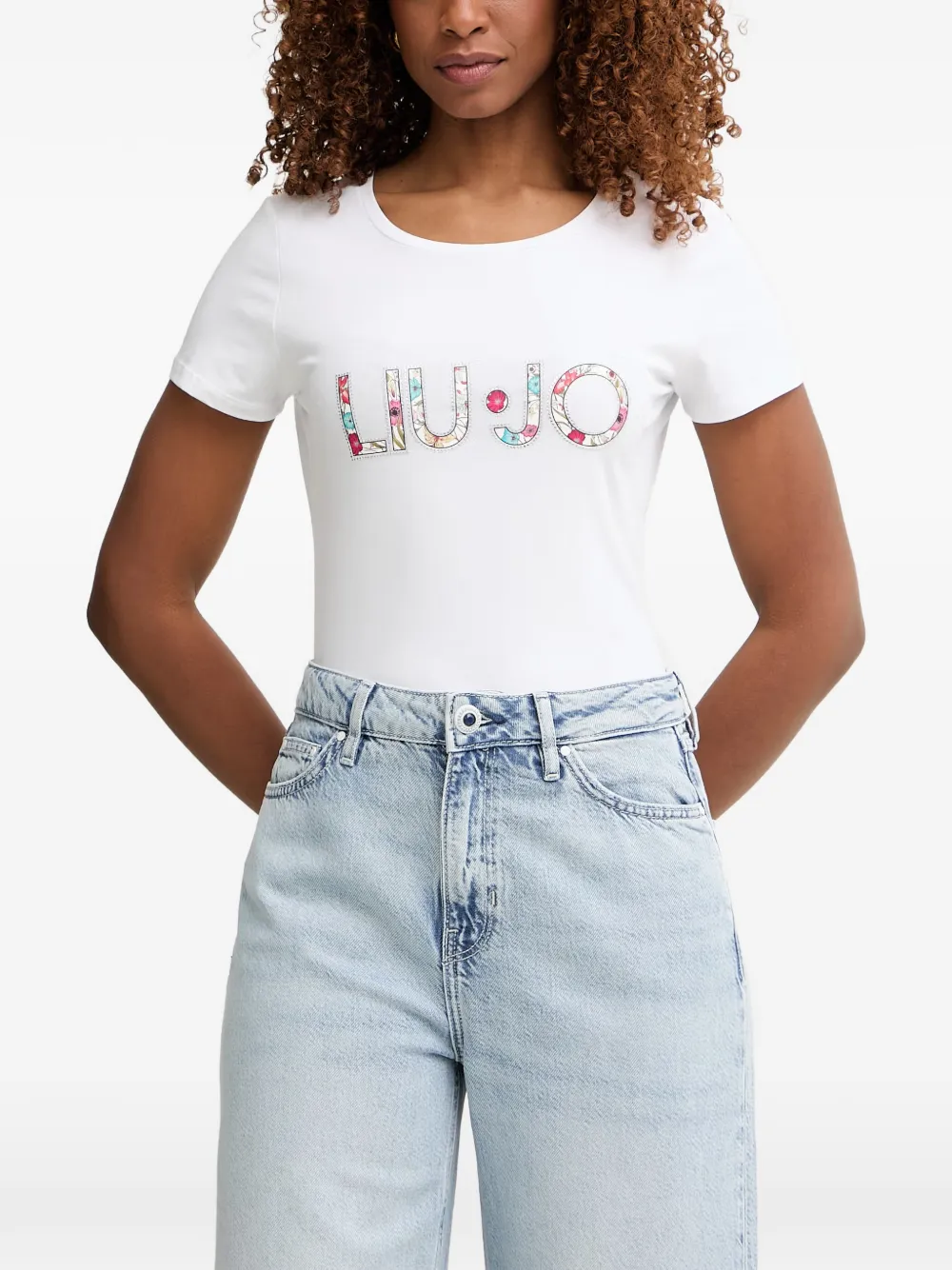 LIU JO floral-logo T-shirt - Weiß