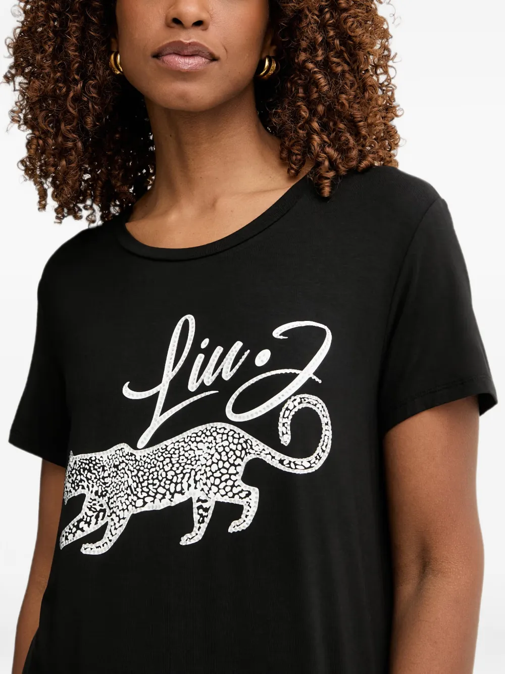 LIU JO Jurk verfraaid met stras en logoprint Zwart