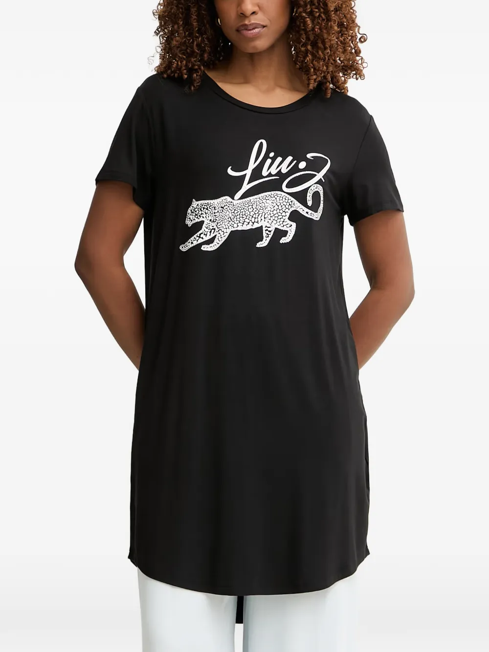 LIU JO Jurk verfraaid met stras en logoprint Zwart