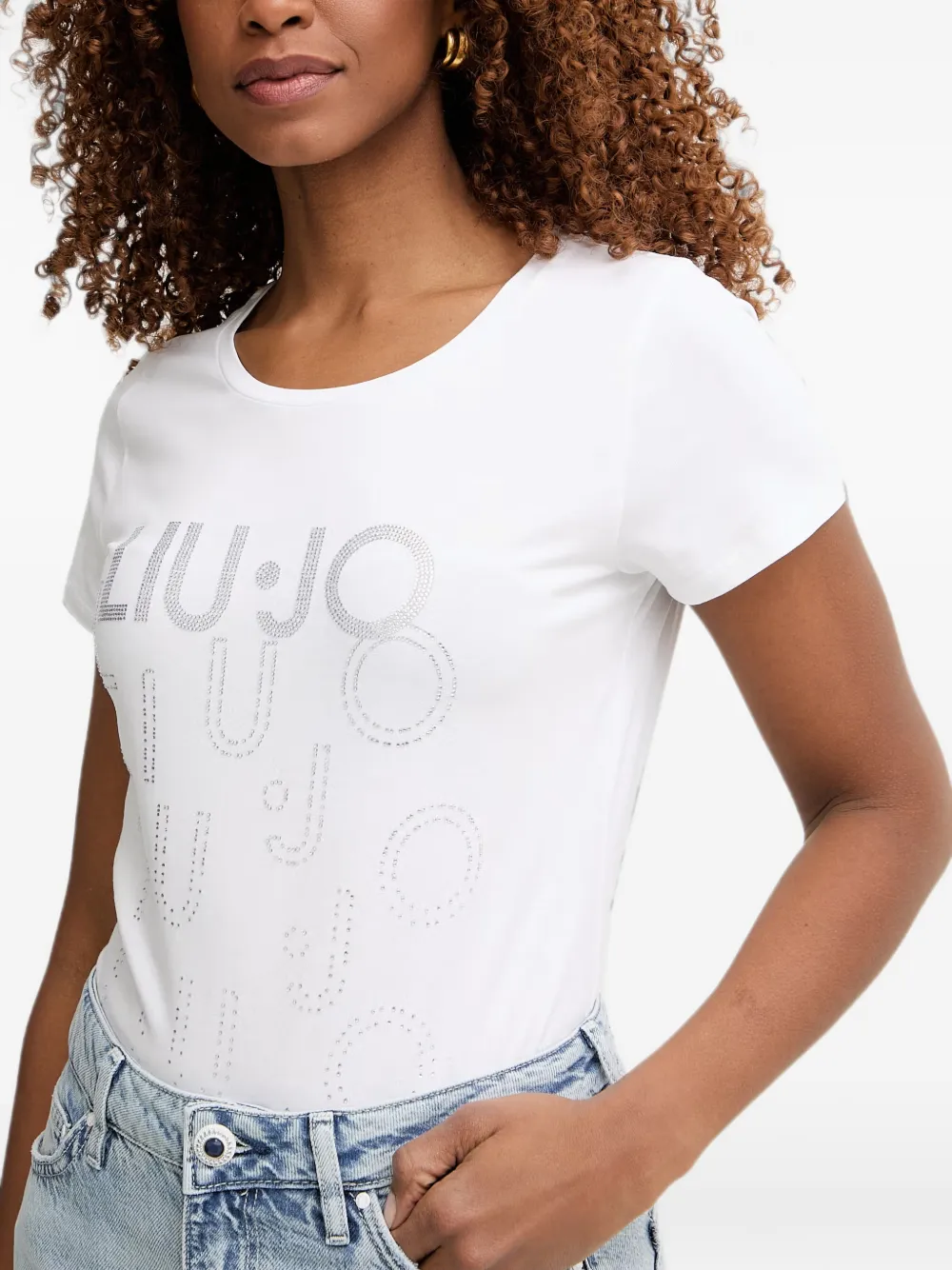 LIU JO T-shirt met logo van stras Wit