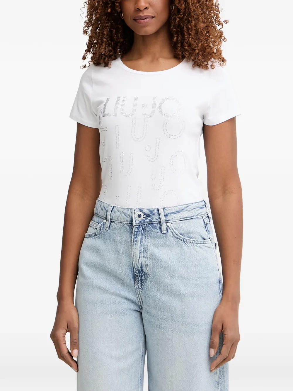 LIU JO rhinestone-logo T-shirt - Weiß