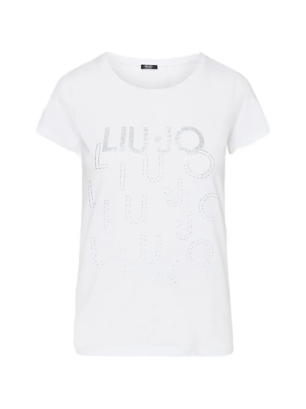 LIU JO rhinestone-logo T-shirt - Bianco