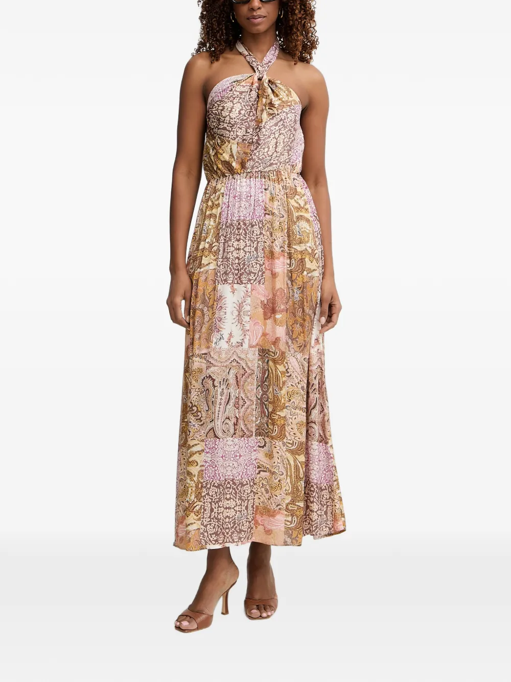 LIU JO paisley-print halterneck midi dress - Nude