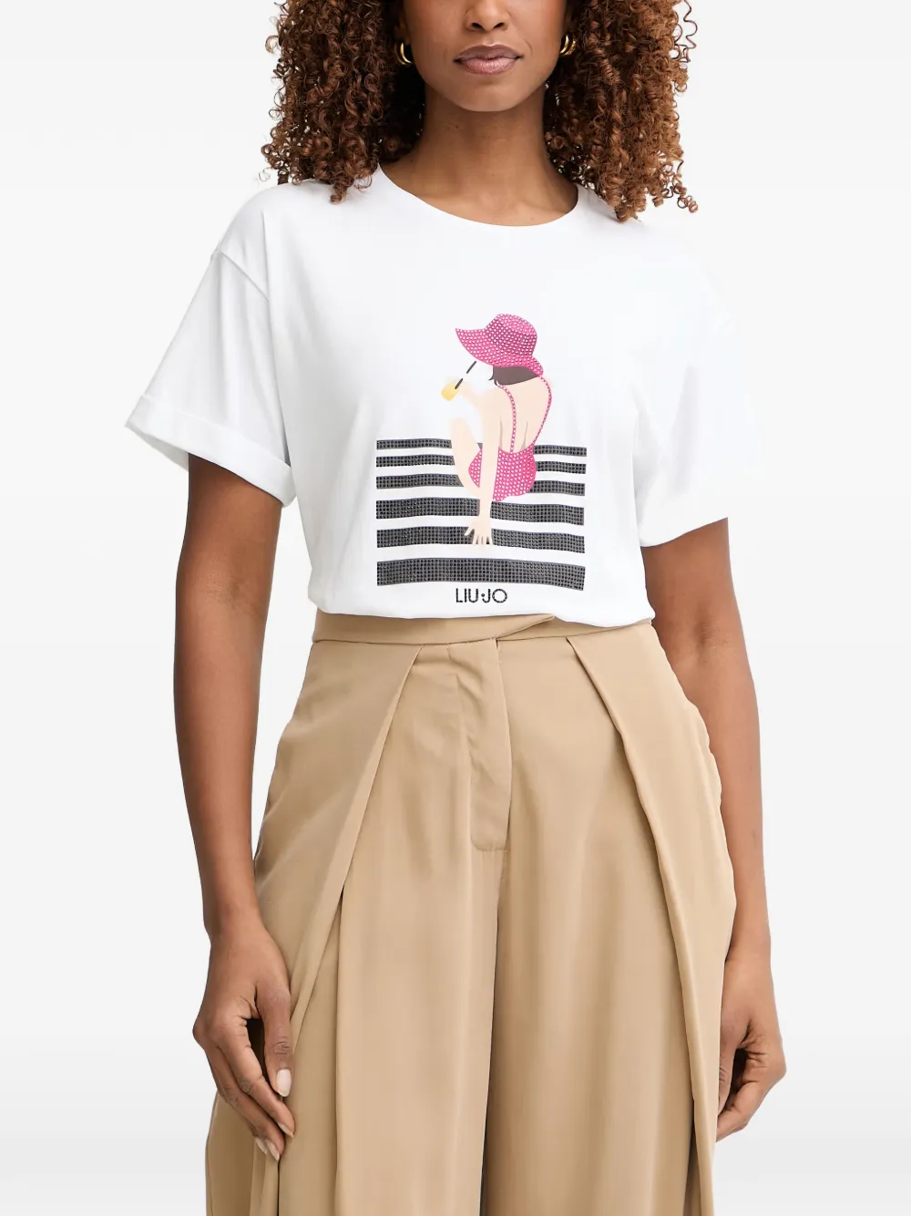LIU JO embellished graphic-print T-shirt - Weiß