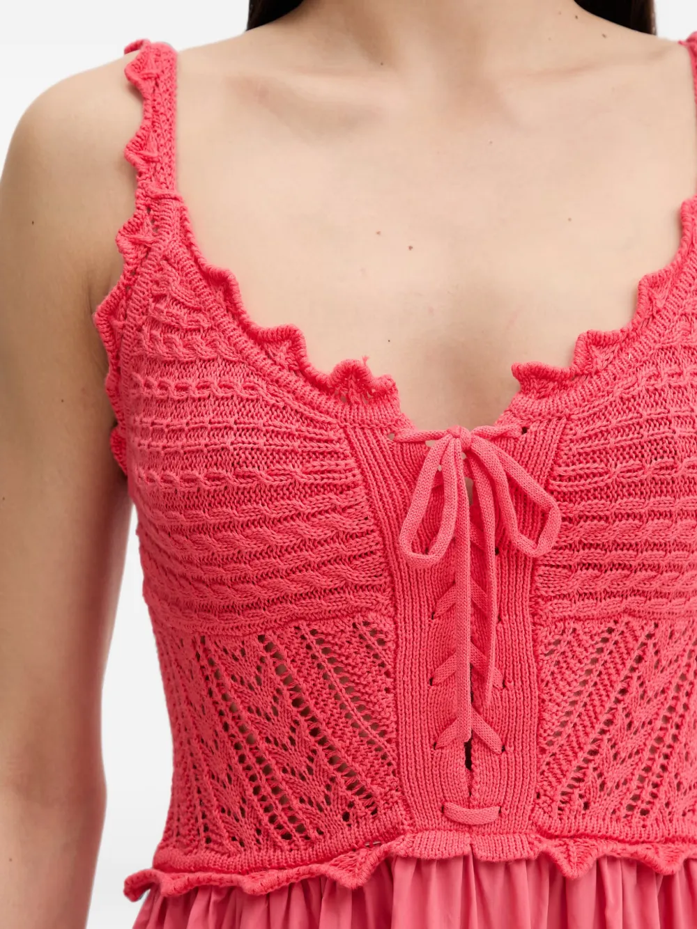 LIU JO Gehaakte midi-jurk met veters Roze